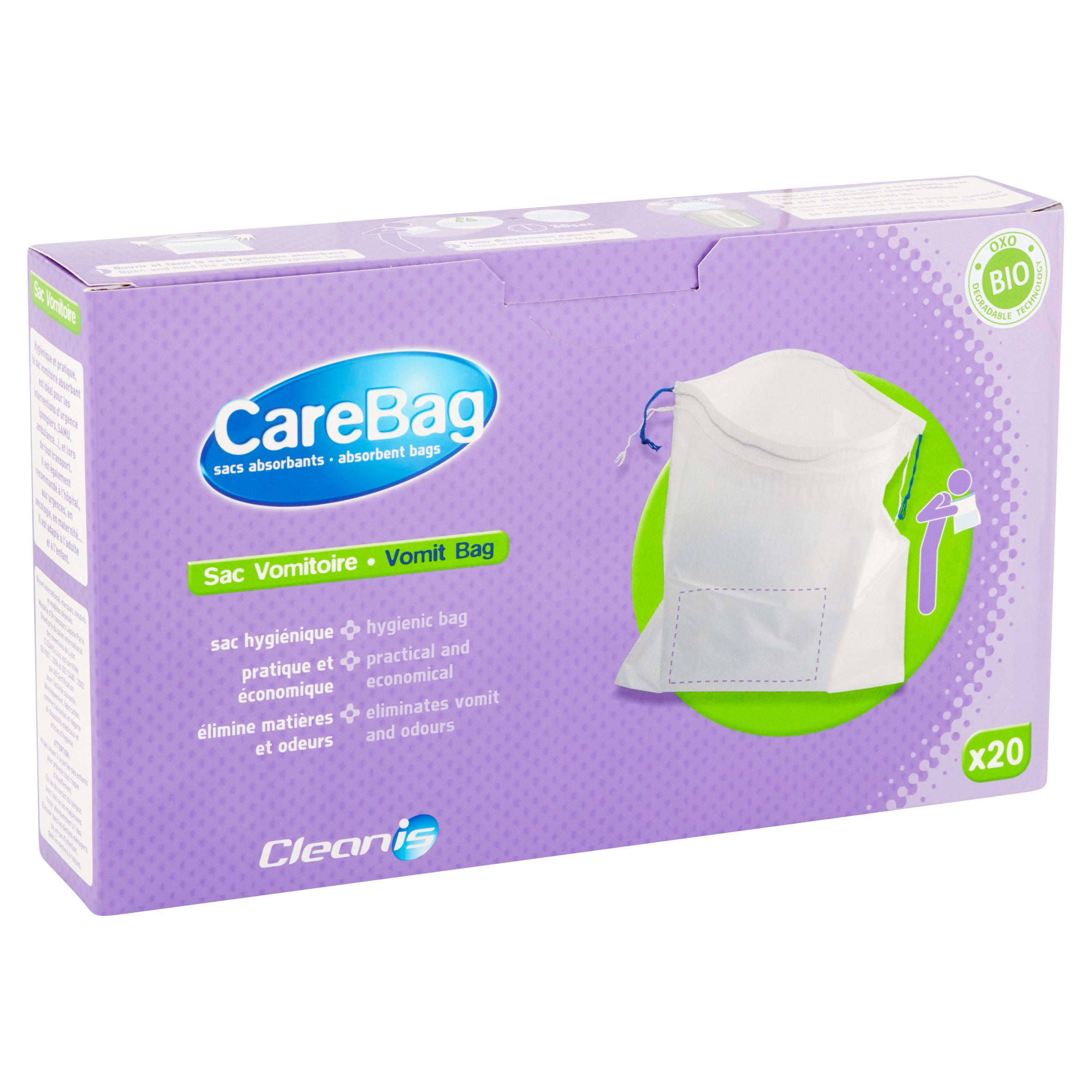 Carebag Vomit Bag Absorbent Bags 20 Count