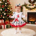 thumbnail image 2 of KPOPLK Baby Girl My First Christmas Outfit Set Long Sleeve Romper + Print Tutu Skirt + Headband 3 Piece Holiday Clothes for Infant,Size 9-12 Months, 2 of 9