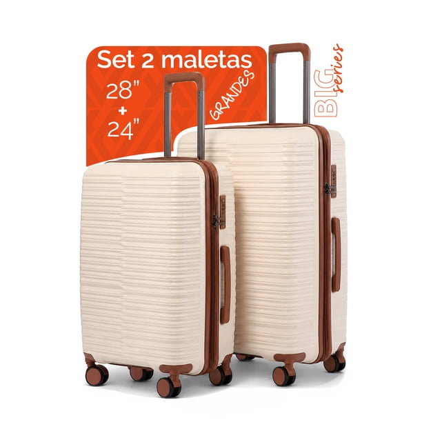 Maletas de viaje grandes de polipropileno con cierre premium YKK BIG series set 2 piezas 28”+ 24” capacidad 25kg cierre expandible candado de alta seguridad TSA LOCK Armored Travel BURDUR