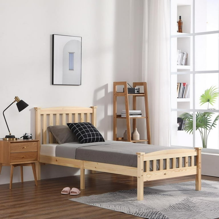 Winado Twin Bed Solid Pine Wooden Bed Wood Slats Suitable for Boys