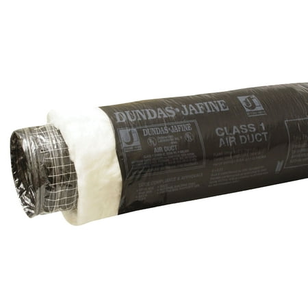 Dundas Jafine BPC625 Flexible Insulated Duct, 6 in ID, 25 ft L, Polyester, Black