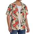 thumbnail image 2 of KLL Roosters And Peonies Flowers Print Men's Shirt Short Sleeve Button Down Summer Cuba Beach Shirts- X-Large, 2 of 5