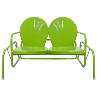 Northlight 48.25" Outdoor Retro Metal Tulip Double Glider Patio Chair, Lime Green