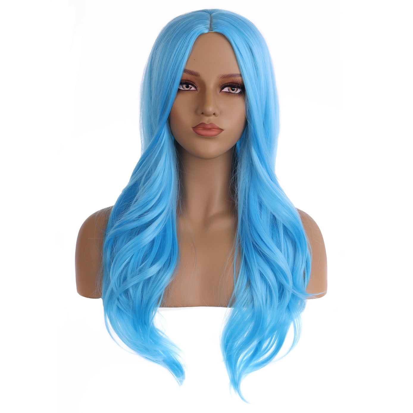 BERON Blue Wigs Long Wavy Wig for Women Heat Resistant Hair Wigs