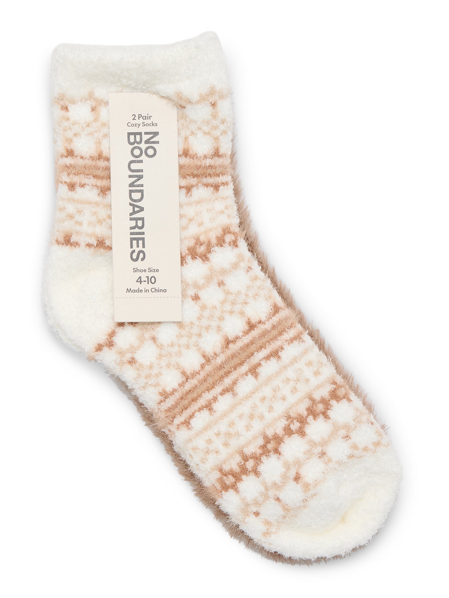No Boundaries Cozy Socks, 2-Pack, Women's, Sizes 4-10