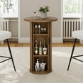 thumbnail image 5 of 36" Tall Round Bar Table, Tambour Dining Table with Three-Layer Storage Shelf for Balcony, Kitchen, Living room, 5 of 11