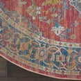 thumbnail image 4 of 6' Blue and Red Floral Medallion Distressed Non Skid Round Rug, 4 of 5