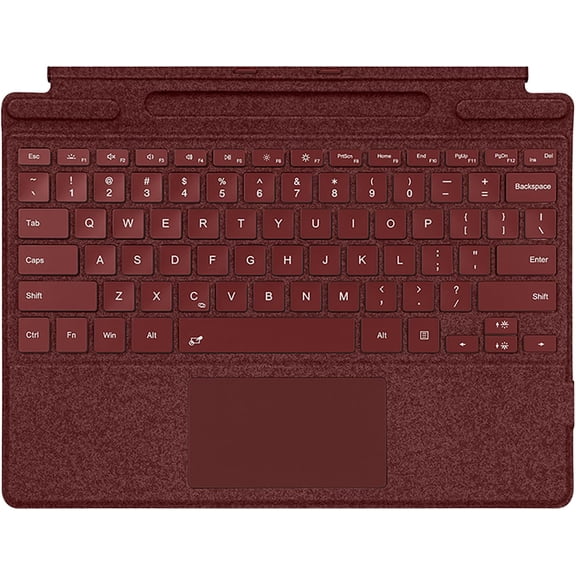 Wine Red Portable Slim Type Cover, Wireless Bluetooth Backlit Keyboard with Touchpad & Built-In Pencil Holder for Microsoft Surface Pro 12th Business / Pro 11 / Pro 10 / Pro 9 / Pro 8 / Pro X 13 Inch