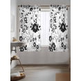 thumbnail image 3 of Vintage Flowers Curtains 72 Inch Length, Sheer Curtains for Bedroom Living Room Window Black White Farmhouse Floral Plants Rod Pocket Voile Drapes Kitchen Curtains Small Half Window 52"x72" 2 Panels, 3 of 6