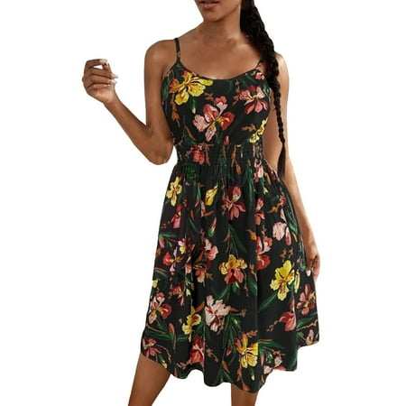 

Long Sleeve Dress for Women Prom Dress Women s Leisure Elegant Trendy Summer Sleeveless Crew Neck Pullover Print Baggy Slip Dress on Clearance Summer Dresses Summer Dresses for Women Black S