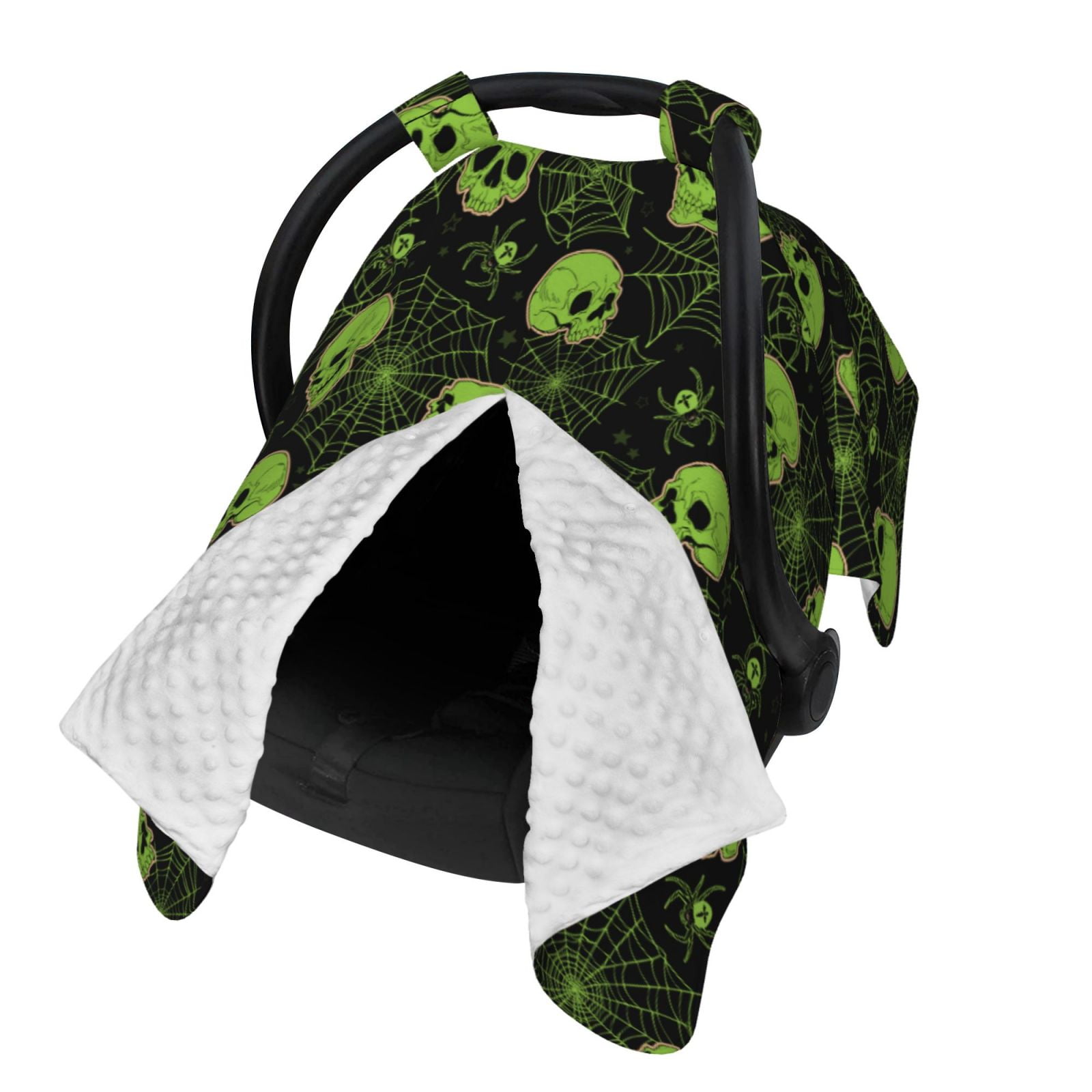 Naloa Skulls And Cobwebs Baby Car Seat Cover, Breathable Baby Carrier Cover, Multiuse Baby Carrier Cover & Nursing Breastfeeding Cover