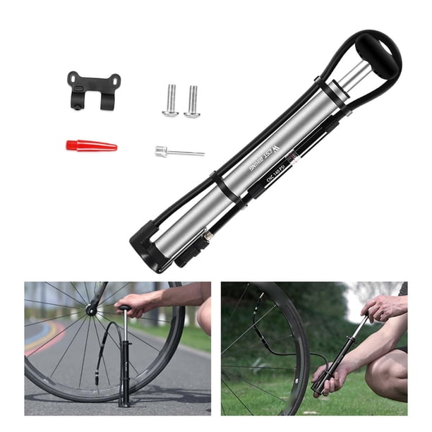 Bomba de bicicleta portátil, herramientas de ciclismo con manómetro, bomba de ciclismo, neumático de 140PSI plata Cola Mini bomba de bicicleta
