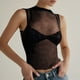 thumbnail image 2 of Camiseta sin mangas de punto hueco de verano para mujer - Top corto con cuello redondo y espalda nadadora, camiseta de entrenamiento transpirable de poliéster, 2 of 4