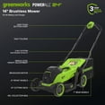 thumbnail image 2 of Greenworks 24V 14″ Brushless Cordless Lawn Mower Kit with 5.0Ah USB-C Battery & 65W Type-C Charger, 2 of 7