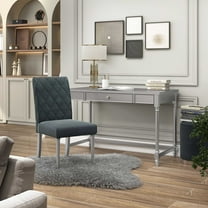 Nexles Solid Wood 2-Piece Writing Desk with Chair Set, Silver