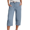 thumbnail image 3 of LILIYA Yoga Capris with Pockets for Women Wide Leg Elastic Drawstring Waist Pants 2026 Summer Casual Baggy Loose Comfy Trendy Cropped Trouser, 3 of 9