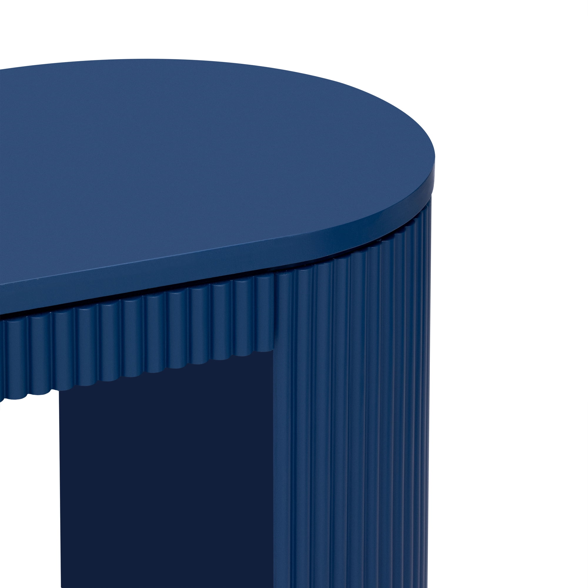 EUROCO 59.2" Long Curved Console Table with Vertical Stripe , Narrow Sofa Table Behind The Couch, Wooden Rectangular Entryway Table for Entrance, Hallway, Living Room,Navy