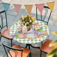 thumbnail image 5 of Round Fitted Tablecloth,Easter Rabbit Colorful Egg Circle Table Cover Waterproof Table Cloth with Elastic Edge,Farm Flower Butterfly Green Plaid Outdoor Tablecloths for Kitchen Picnic 55-60in, 5 of 9