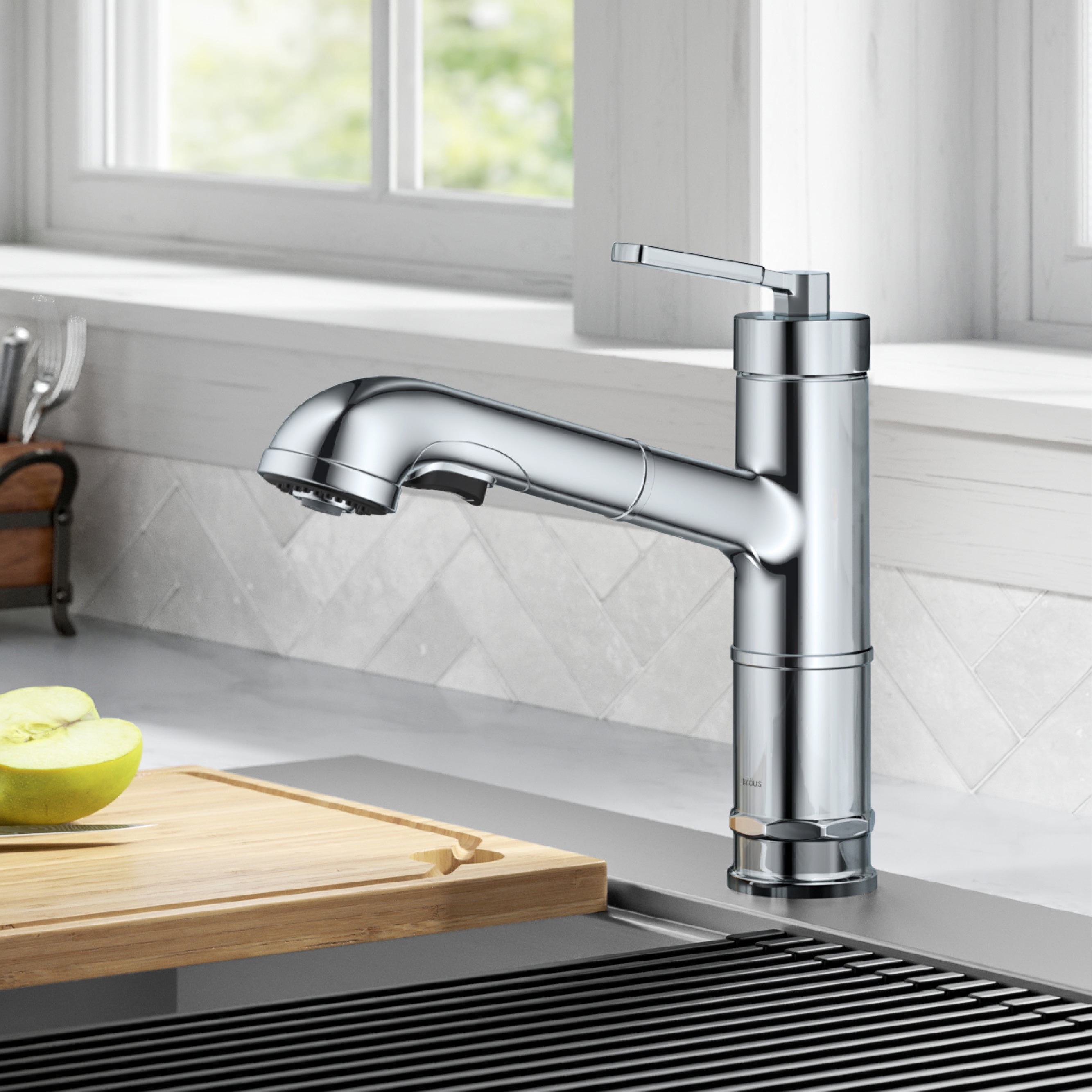 KRAUS Allyn Pull-Out Single Handle Kitchen Faucet in Chrome