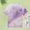 thumbnail image 4 of Marble Blue Greene Purple And Gold Stripes Women's Short Sleeve Tops Casual Blouses T Shirt, 4 of 6