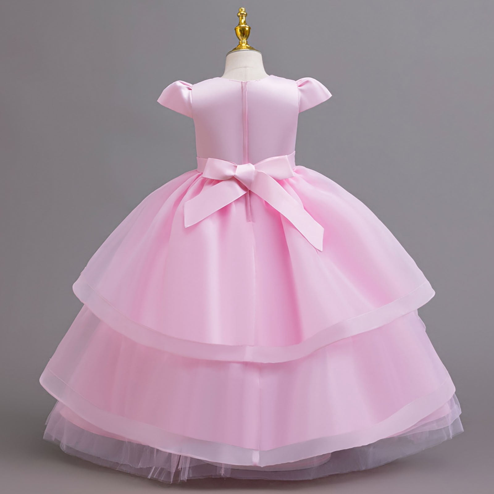 Girls' Dress with Sequins and Floral Embroidery Formal Party Dress Princess Puffy Dresses for Children Gown