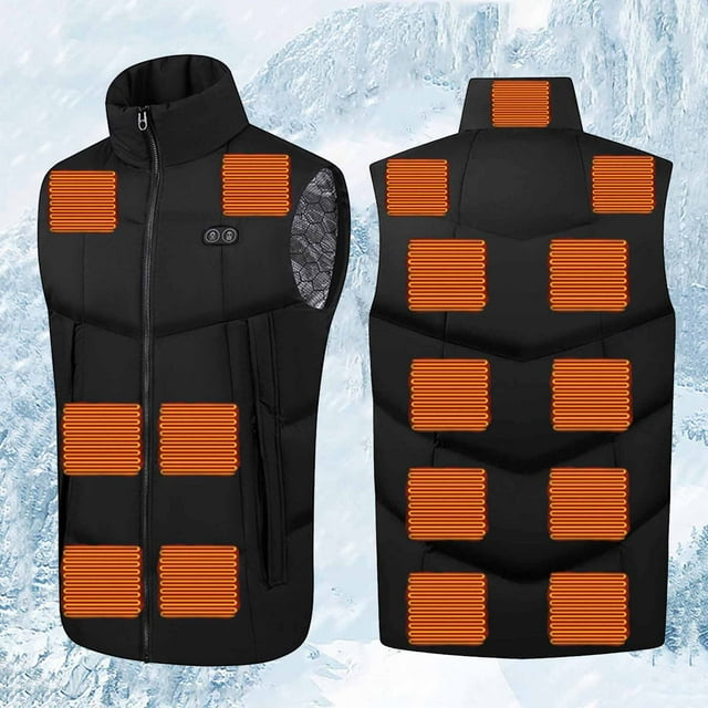 Unisex Heated Jacket with 2 Control 17 Areas Heating USB Charging Sleeveless Vest for Winter Protection