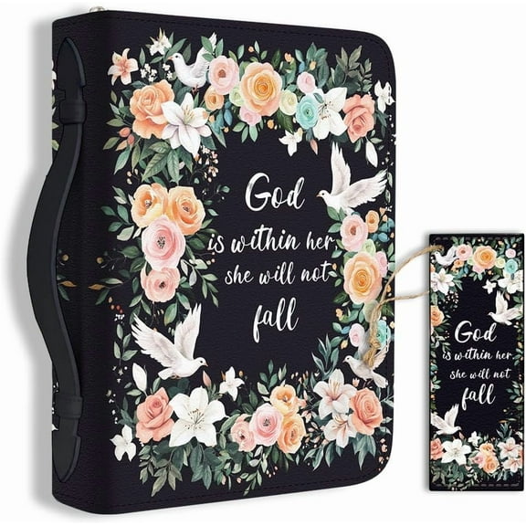 1pc Large Bible Cover 8x11 inch PU Leather Bible Case with Bookmark Pigeon Flower Bible Carrying Case for Women Men Christian Bible Note Books Carrying Accessories diy