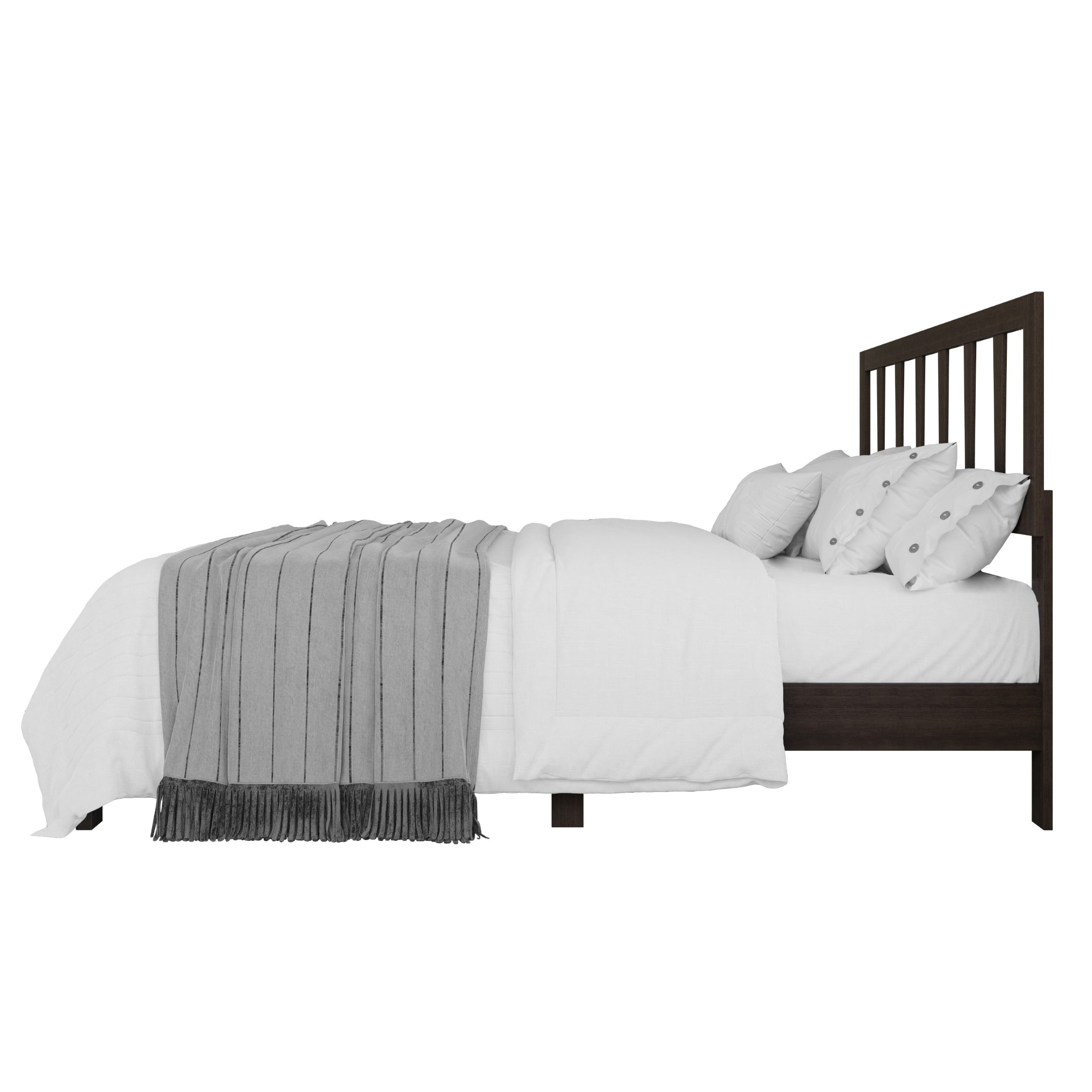 Home Design Elmira Full Wood Platform Bed with Adjustable Height Headboard & Durable Wood Construction, Cappuccino, Easy Assembly