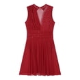thumbnail image 2 of Aislor Women Glitter Rhinestone Figure Skating Dress Sleeveless Ballet Leotard Dance Outfits Burgundy XXL, 2 of 7