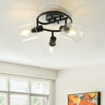 thumbnail image 2 of 3-Light Semi-Flush Mount Ceiling Light 15.3" Black Dining Room Light Fixture with Clear Glass Lampshade, 2 of 7