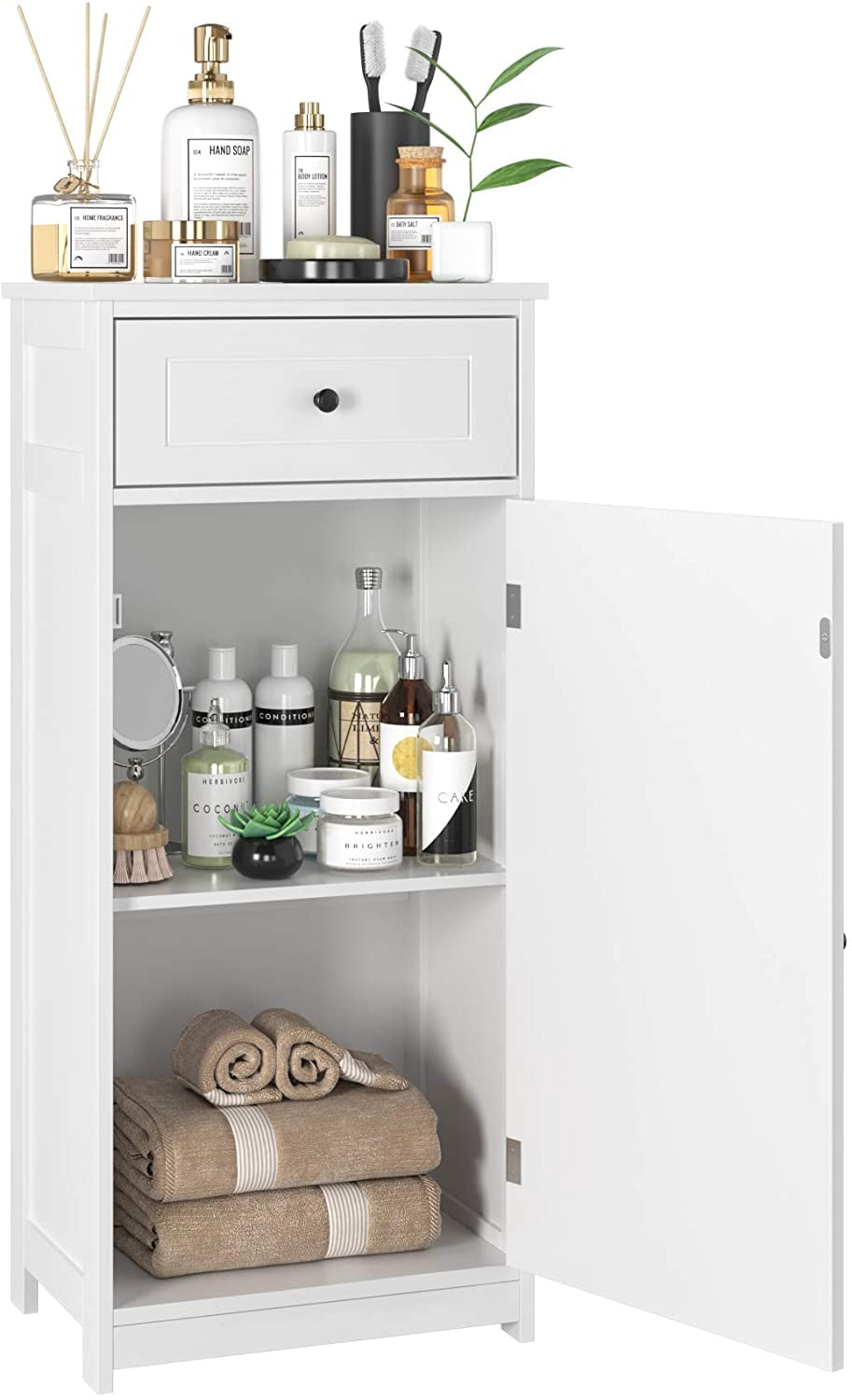 Homfa Wooden Bathroom Floor Side Storage Organizer