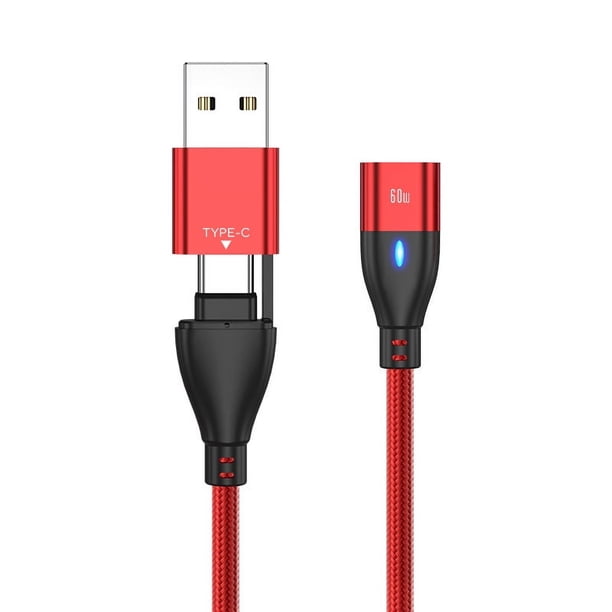 Línea de carga rápida tipo C de dos cabezales PD100W60W, línea de datos de atracción magnética, línea de carga magnética, línea de carga flash 20V5A3A