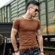 thumbnail image 3 of Gimnasio Sin logotipo Músculos Ropa de calle Ropa elástica Camiseta de hombre Camisetas de hombre Top negro liso Manga corta ajustada Música L, 3 of 5