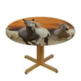 thumbnail image 3 of JEUXUS Animal Decor Round Tablecloth Fitted,Stallion Horses Running on Mystical Print Elastic Edged Polyester Table Cover, Fits Round Table Diameter, for Indoor Outdoor Patio Use,White Orange, 3 of 7
