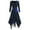 Navy, variant on Women's Vintage Gothic Dresses Long Sleeve Lace Up Irregular Hem Dress Tie Dye Midi Dress Victorian Steampunk Dress