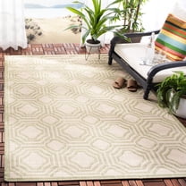 Safavieh Courtyard Brooklyn Geometric Indoor/Outdoor Area Rug, Beige/Sweet Pea, 5'3" x 7'7"