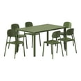 thumbnail image 6 of WestinTrends Playa 7-Piece Outdoor Rectangular Metal Patio Dining Table Set With Mid-Century Modern Stackable Patio Side Chairs, Olive Green, 6 of 15