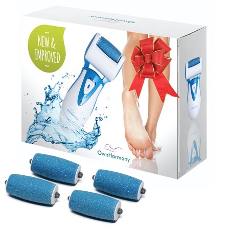 Own Harmony Electric & Rechargeable Callus Remover w/ 5 Rollers (Reg. & Extra Coarse) - Value Deal - Best for Professional Pedi Feet Care