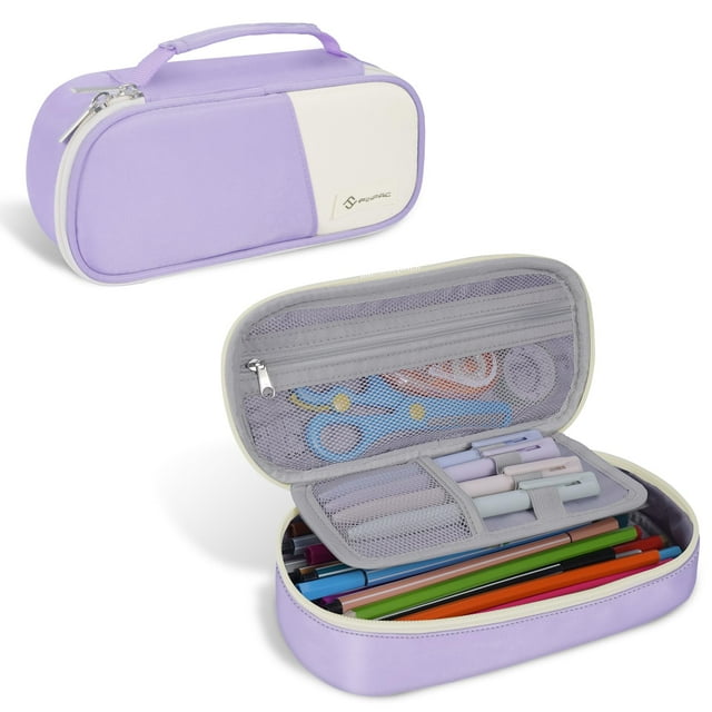 Estuche para lápices FINPAC de gran capacidad para aula y oficina en color morado