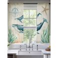 thumbnail image 2 of Vintage Ocean Sheer Curtains 72 Inch Long 2 Panels, Whale Starfish Seagrass Coral Compass Nautical Light Filtering Rod Pocket Curtains, Sheer Voile Drapes for Living Room Bedroom, 52"x72", 2 of 8