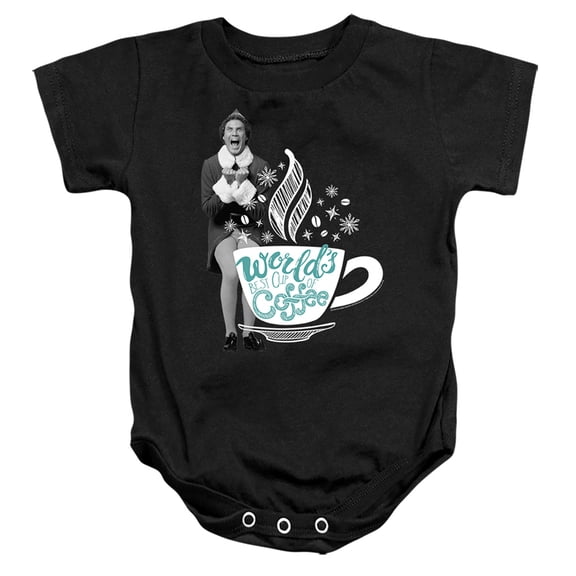 Elf World'S Best Cup Of Coffee Unisex Infant Snap Suit for Baby (18 Months) Black