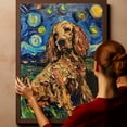 thumbnail image 5 of Dog Canvas Art Decor Creative Dog Picture for Wall Decor Van Gogh Starry Night Sussex Spaniel Dog Poster Painting Prints for Living Room Pet Club, 5 of 5