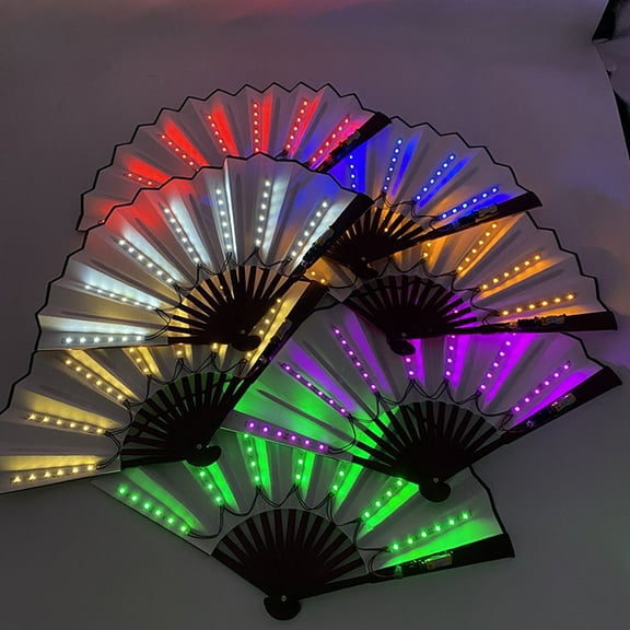 Luminous Fan LED Ambiance Light Foldable 12V 8 Inch Glowing Strong Hinge KTV Bar Club Decoration Night Performance Prop Hand Fan