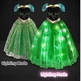 thumbnail image 2 of Girls Light-Up Princess Costume, Emerald Green & Black LED Party Gown, Magical Winter Fancy Dress for Halloween, Christmas, Cosplay & Birthday, 2 of 5