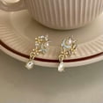 thumbnail image 3 of K-KED Women Fashion Crystal Pearl Flower Butterfly Earrings Stud Drop Delicate Jewelry Gift, 3 of 9
