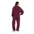 thumbnail image 5 of Forever 21 Women's Burgundy Loungewear Cropped Hoodie, Elastic Hem Design for Cozy Lounging, XS, 5 of 6