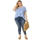 thumbnail image 3 of Women's Plus Size Blouses Ruffle Sleeve Loose Stripe Tops Blue 2X, 3 of 7