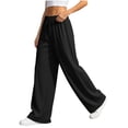 thumbnail image 4 of ClodeEU Women Drawstring Elastic Waist Wide Leg Sweatpants,Casual Loose Pants Black,Women's Plus S, 4 of 5