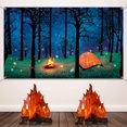 thumbnail image 1 of Forest Scene Camping Backdrop Camping Photography Background Camping Photo Backdrop and 2 Sets 3D Decorative Cardboard Campfire Centerpiece Artificial Fire Party Decoration for Camping Theme Party, 1 of 7