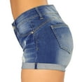 thumbnail image 5 of Feltree Women's Denim Shorts Mid Rise Ripped Jean Shorts Stretchy Folded Hem Hot Short Jeans, Fashion Women's Pocket Solid Jeans Denim Pants Female Hole Bottom Casual Shorts Blue M, 5 of 9